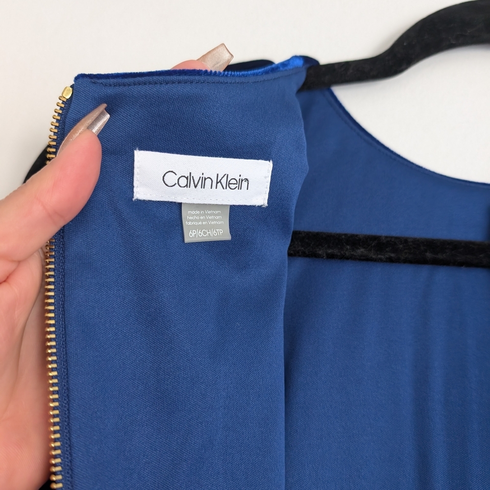 NWT Calvin Klein Royal Blue Velvet Dress - Picture 5 of 6